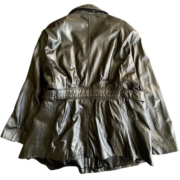 Lane Bryant Black Leather Jacket Belted Womens Size 22/24 Short MOTO Biker - Picture 2 of 16